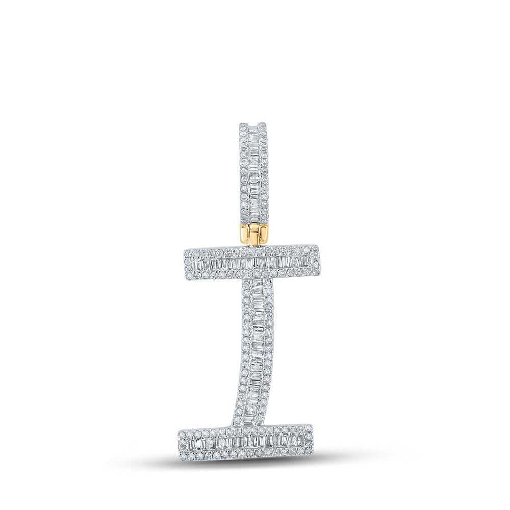 10kt Yellow Gold Men's Baguette Diamond Initial I Letter Charm Pendant - 3/4 Cttw - Splendid Jewellery