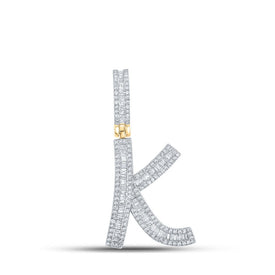 10kt Yellow Gold Men's Baguette Diamond Initial K Letter Charm Pendant - 3/4 Cttw | Splendid Jewellery - Splendid Jewellery