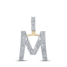 10kt Yellow Gold Men's Baguette Diamond Initial M Letter Charm Pendant - 1 Cttw - Splendid Jewellery
