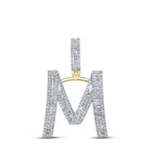 10kt Yellow Gold Men's Baguette Diamond Initial M Letter Charm Pendant - 1 Cttw - Splendid Jewellery