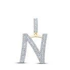 10kt Yellow Gold Men's Baguette Diamond Initial N Letter Charm Pendant - 7/8 Cttw - Splendid Jewellery