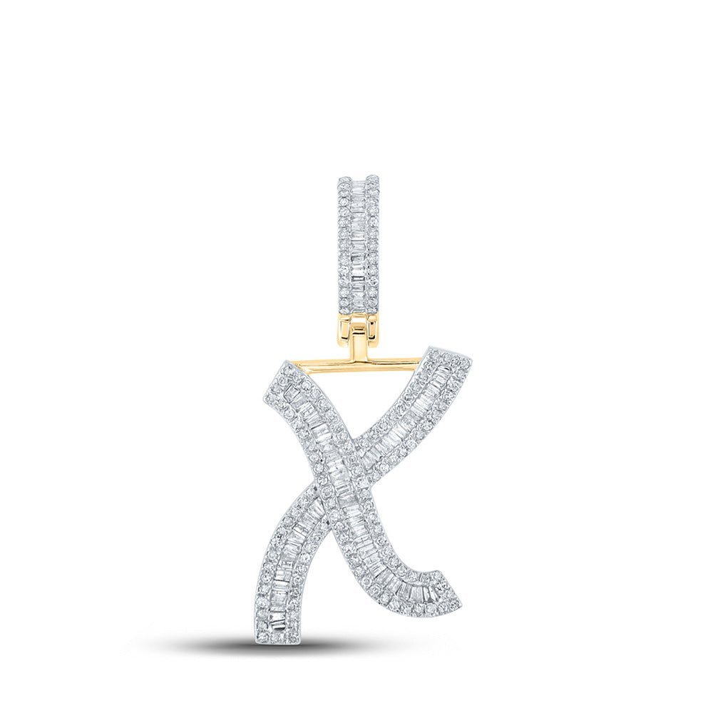 10kt Yellow Gold Men's Baguette Diamond Initial X Letter Charm Pendant - 3/4 Cttw | Splendid Jewellery - Splendid Jewellery