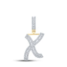 10kt Yellow Gold Men's Baguette Diamond Initial X Letter Charm Pendant - 3/4 Cttw | Splendid Jewellery - Splendid Jewellery