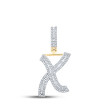 Load image into Gallery viewer, 10kt Yellow Gold Men's Baguette Diamond Initial X Letter Charm Pendant - 3/4 Cttw | Splendid Jewellery - Splendid Jewellery