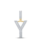10kt Yellow Gold Men's Baguette Diamond Initial Y Letter Charm Pendant - 5/8 Cttw - Splendid Jewellery