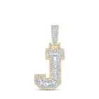 10kt Yellow Gold Men's Baguette Diamond J Initial Charm Pendant - 1/2 Cttw - Splendid Jewellery