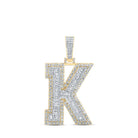 10kt Yellow Gold Men's Baguette Diamond K Initial Charm Pendant - 3 Cttw - Splendid Jewellery