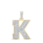 10kt Yellow Gold Men's Baguette Diamond K Initial Letter Charm Pendant - 1 Cttw - Splendid Jewellery