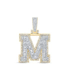 10kt Yellow Gold Men's Baguette Diamond M Initial Charm Pendant - 7/8 Cttw - Splendid Jewellery