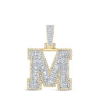 10kt Yellow Gold Men's Baguette Diamond M Initial Charm Pendant - 7/8 Cttw - Splendid Jewellery