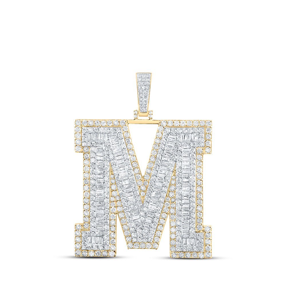 10kt Yellow Gold Men's Baguette Diamond M Initial Charm Pendant - 9 Cttw | Splendid Jewellery - Splendid Jewellery