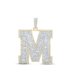 10kt Yellow Gold Men's Baguette Diamond M Initial Charm Pendant - 9 Cttw | Splendid Jewellery - Splendid Jewellery