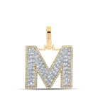 10kt Yellow Gold Men's Baguette Diamond M Initial Letter Charm Pendant - 3/4 Cttw - Splendid Jewellery
