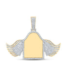 10kt Yellow Gold Mens Baguette Diamond Mirror Wing Tomb Charm Pendant - 2 Cttw - Splendid Jewellery
