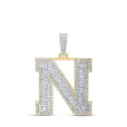10kt Yellow Gold Mens Baguette Diamond N Initial Letter Charm Pendant 4 Cttw | Splendid Jewellery - Splendid Jewellery