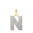 10kt Yellow Gold Men's Baguette Diamond N Initial Letter Charm Pendant - 5/8 Cttw - Splendid Jewellery