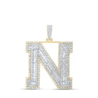 10kt Yellow Gold Men's Baguette Diamond N Initial Letter Charm Pendant - 7 - 5/8 Cttw | Splendid Jewellery - Splendid Jewellery