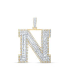 10kt Yellow Gold Men's Baguette Diamond N Initial Letter Charm Pendant - 7 - 5/8 Cttw | Splendid Jewellery - Splendid Jewellery