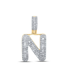 Load image into Gallery viewer, 10kt Yellow Gold Men's Baguette Diamond N Initial Pendant - 1/2 Cttw - Splendid Jewellery