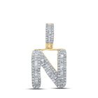 10kt Yellow Gold Men's Baguette Diamond N Initial Pendant - 1/2 Cttw - Splendid Jewellery