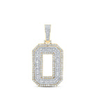 10kt Yellow Gold Men's Baguette Diamond O Initial Charm Pendant - 3 - 1/5 Cttw - Splendid Jewellery