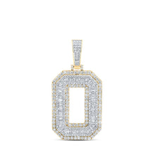 Load image into Gallery viewer, 10kt Yellow Gold Men's Baguette Diamond O Initial Charm Pendant - 3 - 1/5 Cttw - Splendid Jewellery
