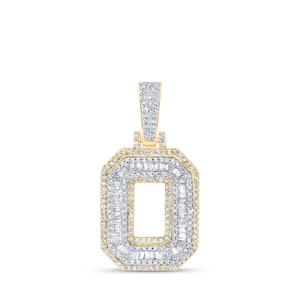 10kt Yellow Gold Men's Baguette Diamond O Initial Charm Pendant - 5/8 Cttw - Splendid Jewellery