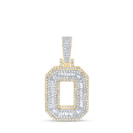 10kt Yellow Gold Men's Baguette Diamond O Initial Charm Pendant - 5/8 Cttw - Splendid Jewellery