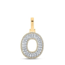 Load image into Gallery viewer, 10kt Yellow Gold Mens Baguette Diamond O Initial Letter Charm Pendant 1/2 Cttw - Splendid Jewellery