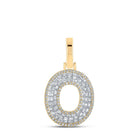 10kt Yellow Gold Mens Baguette Diamond O Initial Letter Charm Pendant 1/2 Cttw - Splendid Jewellery