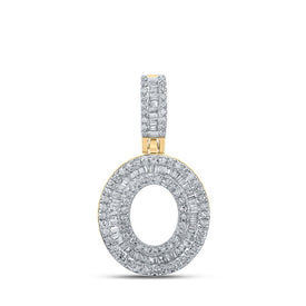 10kt Yellow Gold Men's Baguette Diamond O Initial Letter Pendant - 1/2 Cttw | Splendid Jewellery - Splendid Jewellery