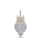 10kt Yellow Gold Men's Baguette Diamond Owl Bird Charm Pendant - 3 - 7/8 Cttw - Splendid Jewellery