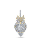 10kt Yellow Gold Men's Baguette Diamond Owl Bird Charm Pendant - 3 - 7/8 Cttw - Splendid Jewellery