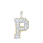 10kt Yellow Gold Men's Baguette Diamond P Initial Charm Pendant - 5 - 3/8 Cttw - Splendid Jewellery
