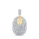 10kt Yellow Gold Mens Baguette Diamond Pharaoh Charm Pendant 2 - 1/4 Cttw - Splendid Jewellery