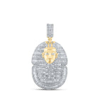 10kt Yellow Gold Mens Baguette Diamond Pharaoh Charm Pendant 2 - 1/4 Cttw - Splendid Jewellery