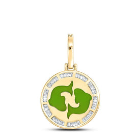 10kt Yellow Gold Men's Baguette Diamond Pisces Charm Pendant - 5/8 Cttw - Splendid Jewellery