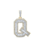 10kt Yellow Gold Men's Baguette Diamond Q Initial Letter Charm Pendant 3 - 1/2 Cttw | Splendid Jewellery - Splendid Jewellery