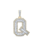 10kt Yellow Gold Men's Baguette Diamond Q Initial Letter Charm Pendant 3 - 1/2 Cttw | Splendid Jewellery - Splendid Jewellery