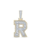 10kt Yellow Gold Men's Baguette Diamond R Initial Letter Charm Pendant 5/8 Cttw - A Dazzling Statement Piece for Men by Splendid Jewellery - Splendid Jewellery