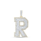 10kt Yellow Gold Men's Baguette Diamond R Initial Letter Charm Pendant - 6 Cttw - Splendid Jewellery - Splendid Jewellery