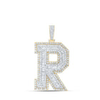 10kt Yellow Gold Men's Baguette Diamond R Initial Letter Charm Pendant - 6 Cttw - Splendid Jewellery - Splendid Jewellery