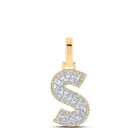10kt Yellow Gold Men's Baguette Diamond S Initial Letter Charm Pendant - 3/8 Cttw - Splendid Jewellery