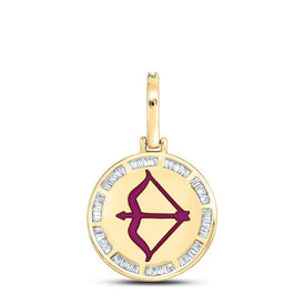 10kt Yellow Gold Men's Baguette Diamond Sagittarius Charm Pendant 1/2 Cttw | Splendid Jewellery - Splendid Jewellery