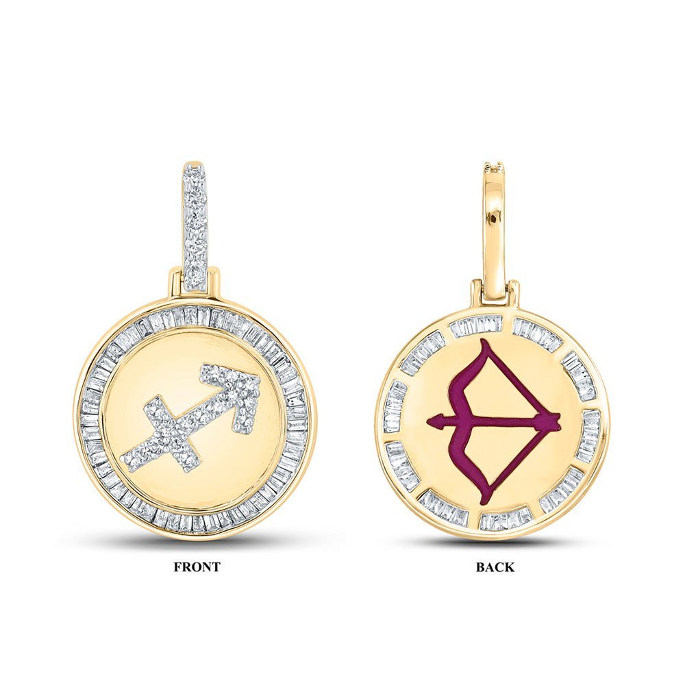 10kt Yellow Gold Men's Baguette Diamond Sagittarius Charm Pendant 1/2 Cttw | Splendid Jewellery - Splendid Jewellery