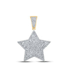 10kt Yellow Gold Men's Baguette Diamond Star Charm Pendant - 1 - 1/5 Cttw - Splendid Jewellery