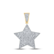 Load image into Gallery viewer, 10kt Yellow Gold Men's Baguette Diamond Star Charm Pendant - 1 - 1/5 Cttw - Splendid Jewellery