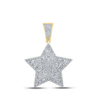 10kt Yellow Gold Men's Baguette Diamond Star Charm Pendant - 1 - 1/5 Cttw - Splendid Jewellery