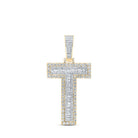 10kt Yellow Gold Men's Baguette Diamond T Initial Letter Charm Pendant - 2 Cttw | Splendid Jewellery - Splendid Jewellery