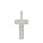10kt Yellow Gold Men's Baguette Diamond T Initial Letter Charm Pendant - 2 Cttw | Splendid Jewellery - Splendid Jewellery